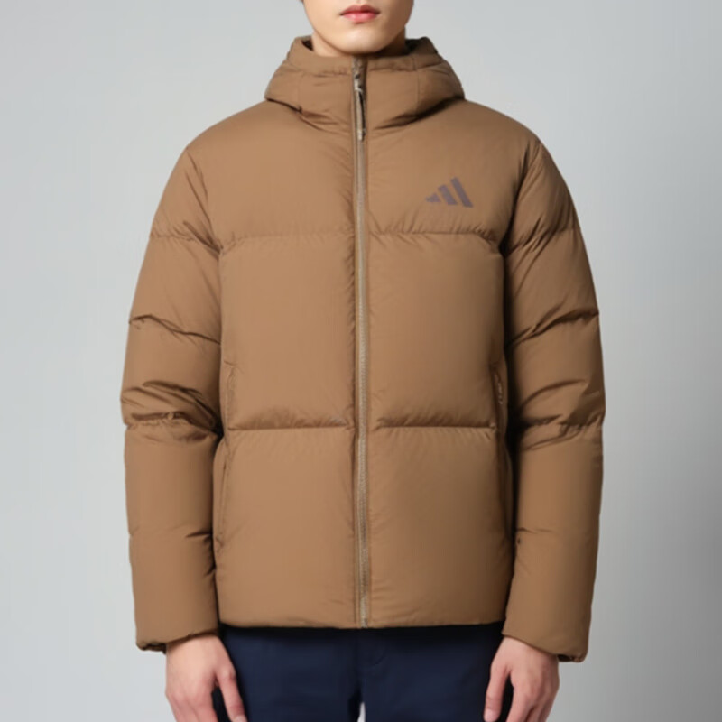 阿迪达斯 (adidas) 男装新款保暖外套连帽鸭绒面包羽绒服JV6187 ZP JV6189/沙漠棕 L