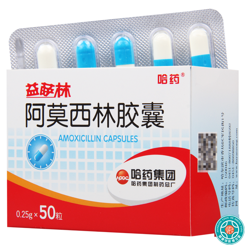 哈药 益萨林 阿莫西林胶囊 0.25g*50粒/盒急性扁桃体炎咽炎细菌性鼻窦