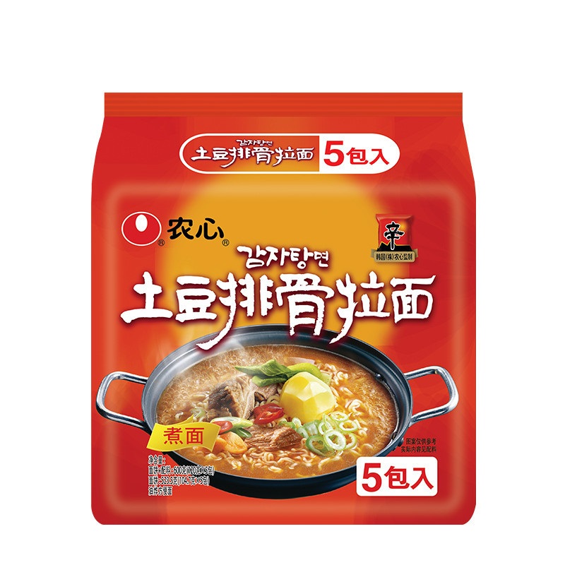 农心土豆排骨拉面五连包120g5