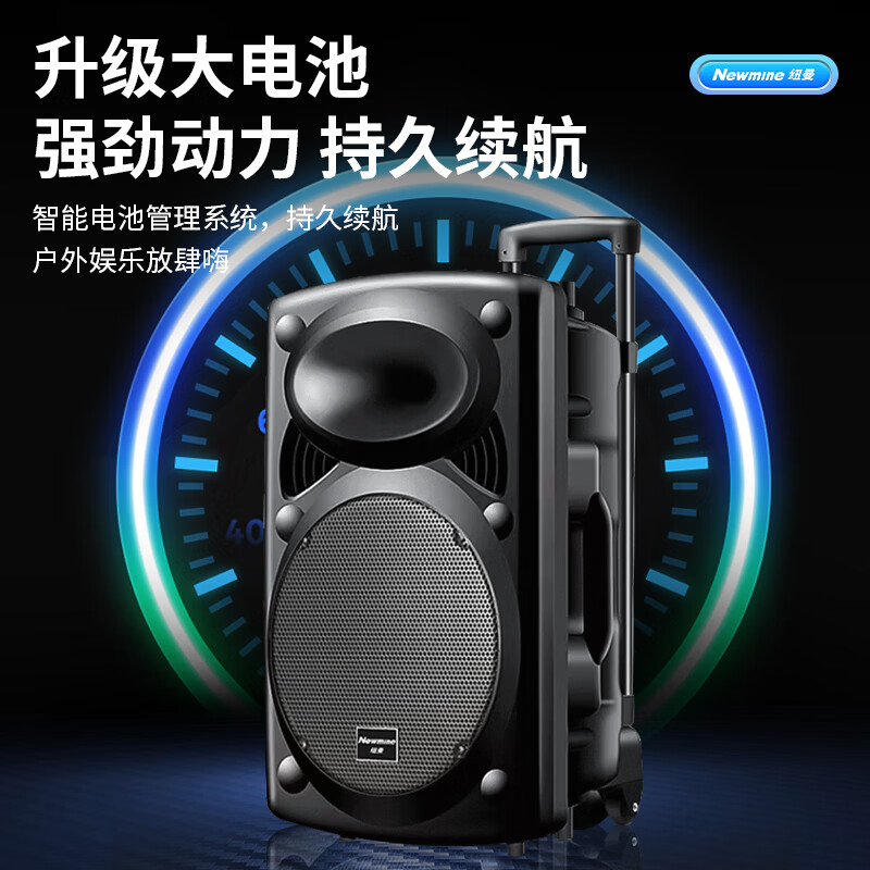 纽曼B12广场舞音响15英寸户外大音 量蓝牙拉杆音箱大功率便携式双麦高清大图