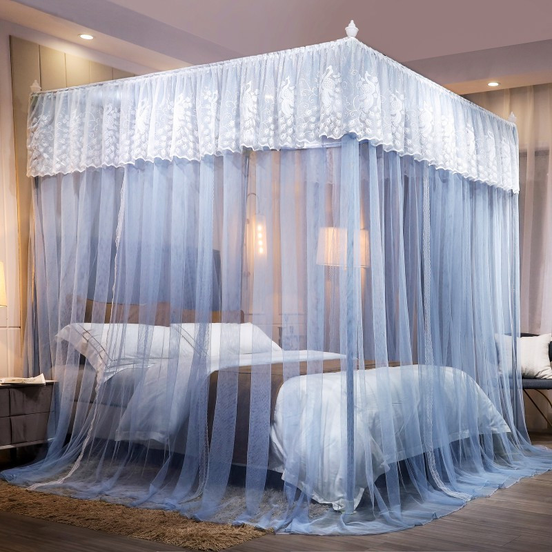 红蜻蜓紫罗兰落地蚊帐宫廷风公主风蕾丝带床幔