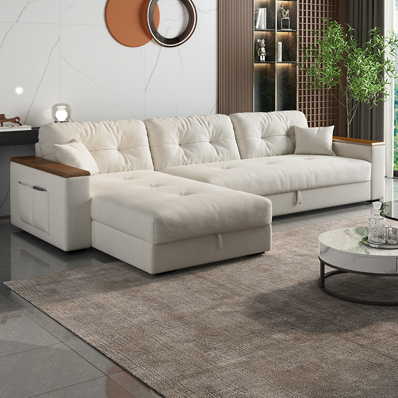 欧梵森现代简约多功能沙发床可折叠伸缩一体两用客厅小户型储物贵妃沙发 1.5米外径【沙发床】 耐磨猫抓皮【海绵款】多色可选