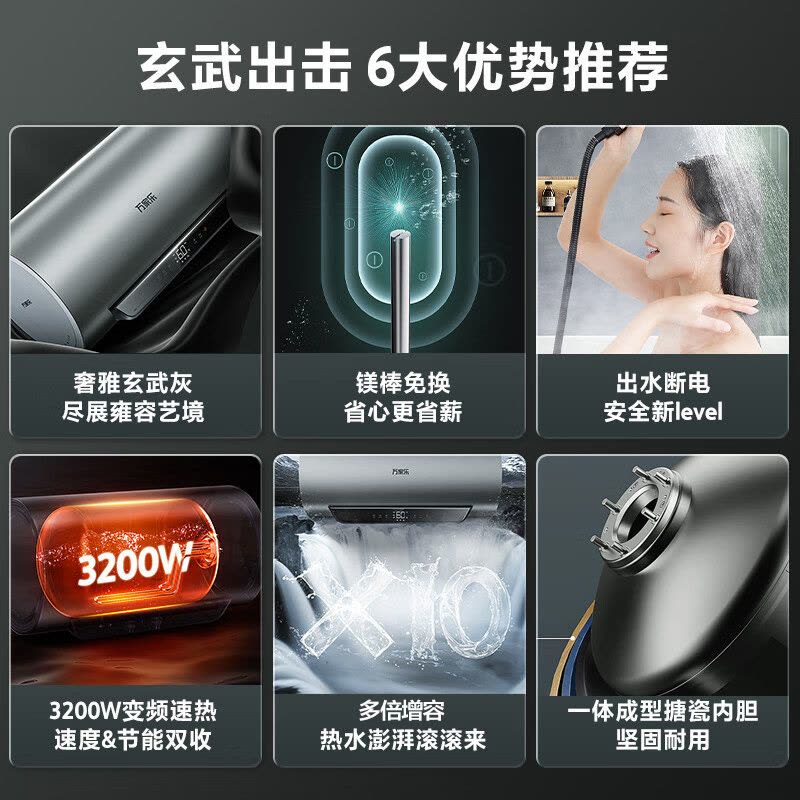 万家乐 60升电热水器60L家用 3200W大功率速热 一级能效 安全无电洗 智能抑菌 WIFI远程遥控D60-FW5图片
