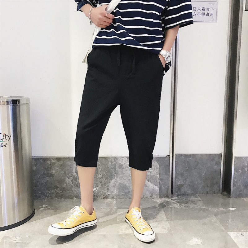 夏款男士休闲短裤子8八分韩版宽松哈伦裤运动9九分小脚7七分裤潮