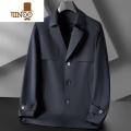 YANXU大码风衣男外套中长款秋季新款商务休闲加肥加大胖衣纯色 175建议120-140斤 蓝色