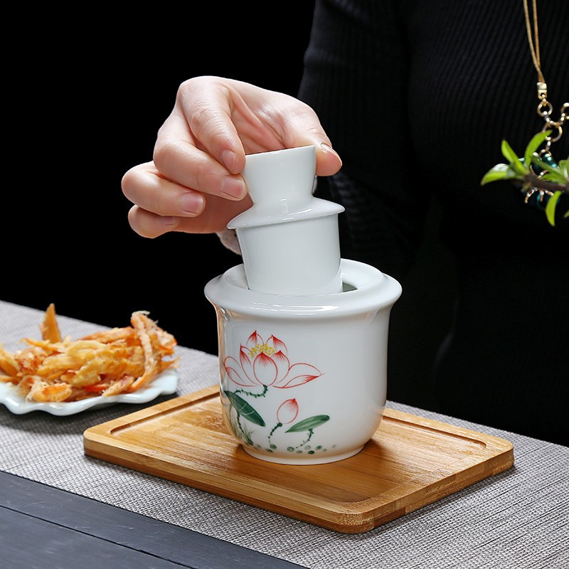 鼎亨陶瓷温酒壶烫酒壶德化白瓷温酒器烫酒器青花瓷手绘高白瓷酒具