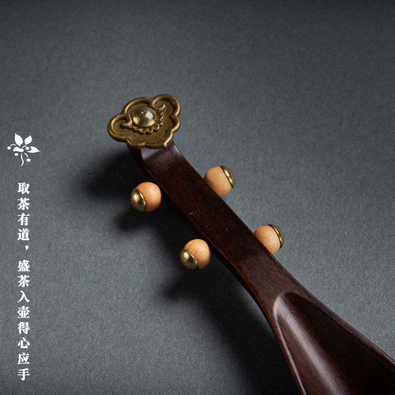 檀木茶勺 黑檀木合金茶匙茶勺茶铲量勺取茶器赏茶叶勺子茶则茶具六君子配件