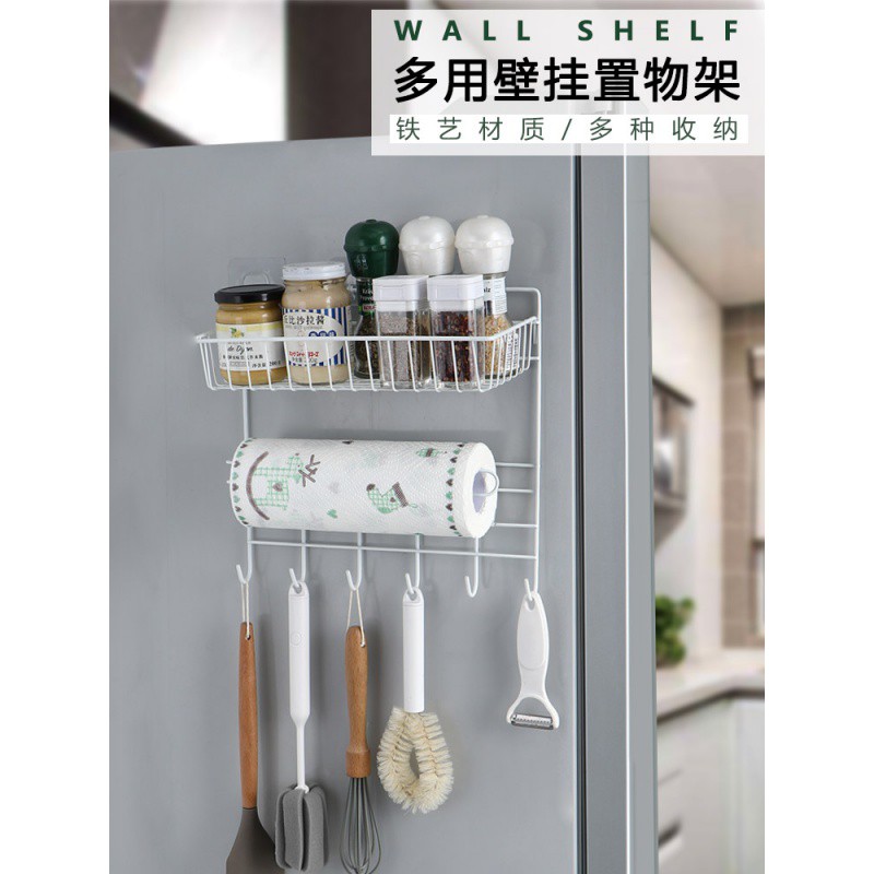 铁艺冰箱挂架侧壁收纳架 厨房调料架壁挂式保鲜膜置物架收纳层架 三维工匠高清大图