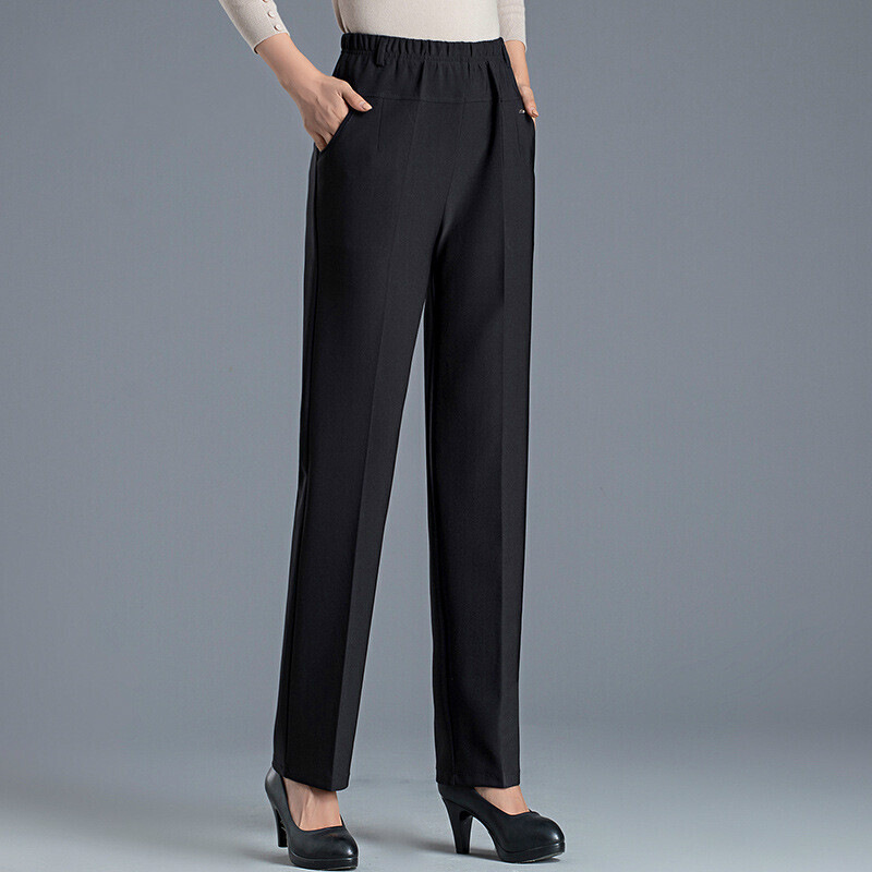 迪鲁奥diluao中老年女裤秋季新款奶奶松紧腰裤子常规人60岁70妈妈长裤