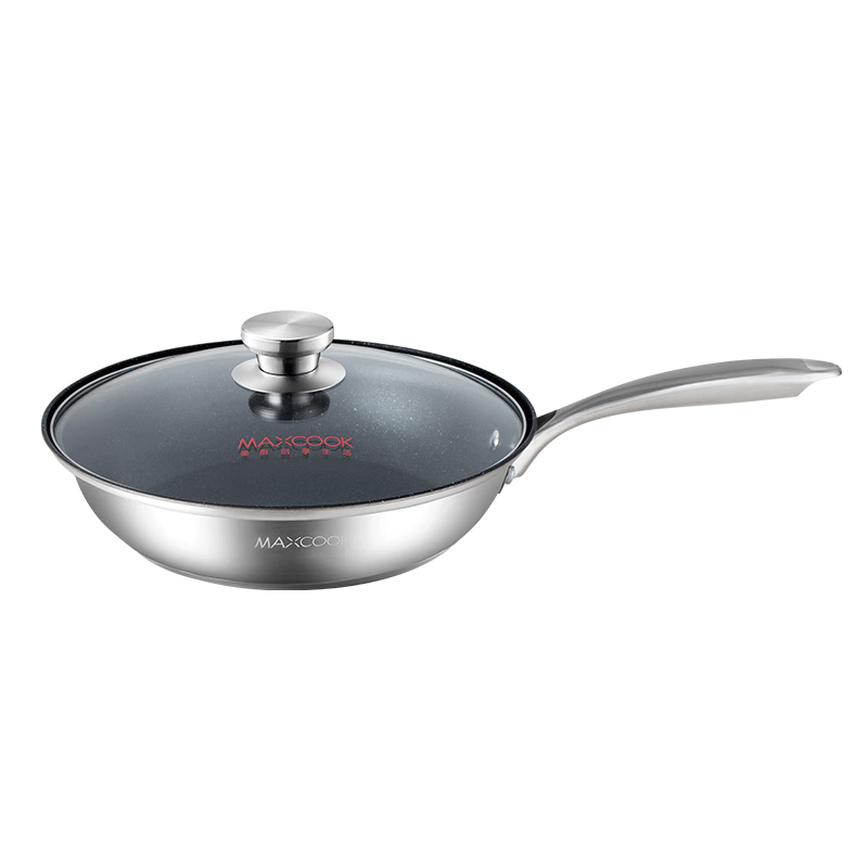 美厨(MAXCOOK) 304不锈钢 耐高温 抗腐蚀 304不粘煎炒多用锅28cm MCLP-612高清大图