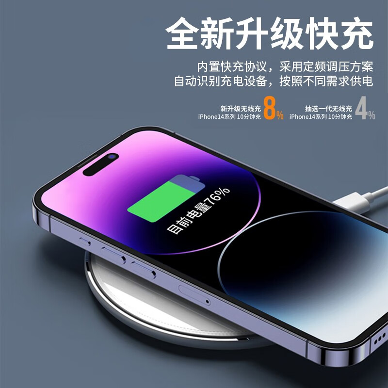 ZNNCO 苹果无线充电器手机适用iPhone14ProMax/13/12mini/11/xs华为小米无线充电板高清大图