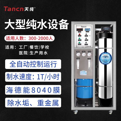 天纯1吨/小时商用净水器直饮机大型大流量纯水设备反渗透酒店工厂工地自来水井水地下水过滤 1000升/小时纯水设备