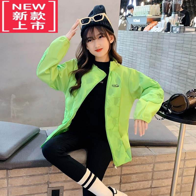 可莉允女童外套秋冬款2022新款时髦中大童洋气冬季短款棉服儿童加绒夹克