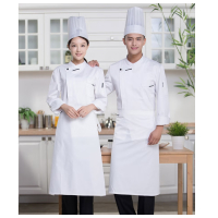 秦泰(Cqint)厨师服长袖西餐厅酒店厨师饭店 工作服帽子围裙 白色 长袖 m-4XL