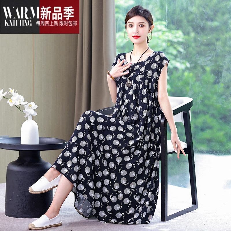SHANCHAO2023年夏季新款绸连衣裙大码宽松胖mm女士睡裙200斤薄款睡衣图片