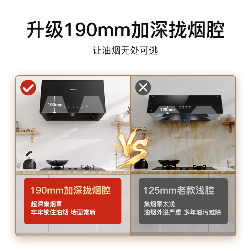 康宝canbo抽油烟机新中式烟大吸力家用吸油烟机cxw198z14