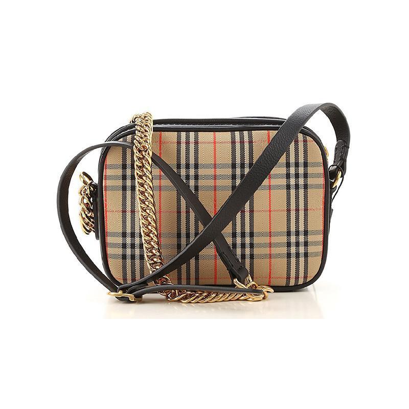 [直营]博柏利(BURBERRY)复古经典格纹链条相机包 女士单肩包斜挎包 女包