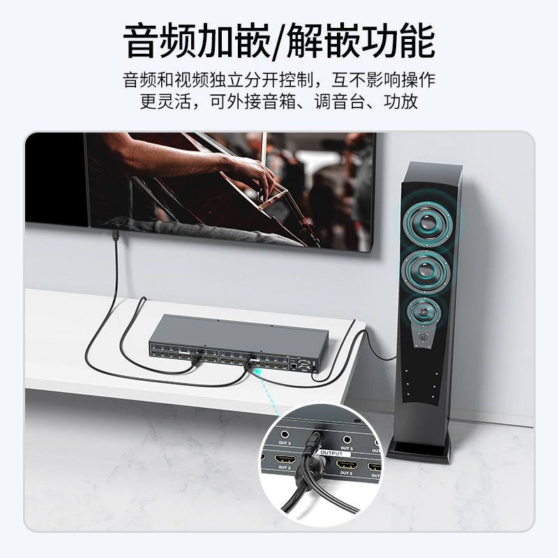 迈拓维矩MT-HD88LH 无缝hdmi矩阵8进8出切换器4k秒切不黑屏视频拼接器独立音视频会议监控显示器投影仪切屏器高清大图