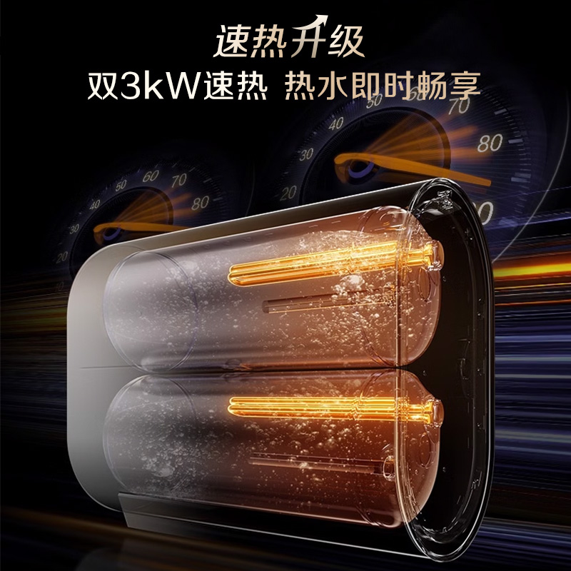 AO史密斯佳尼特 60升电热水器 纤薄双胆扁桶 金圭内胆 双棒双3kW速热 雪域白CTE-60HT5 小尺寸71cm高清大图