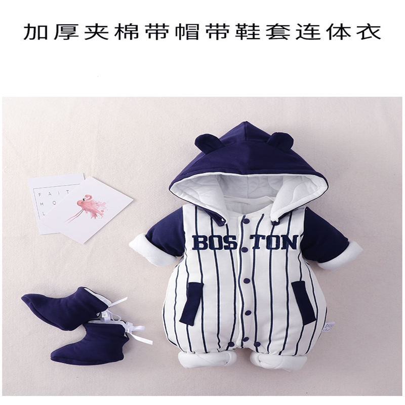 新生婴儿连体衣服智扣秋冬季套装新年加厚棉衣男宝宝外出拜年过年冬装