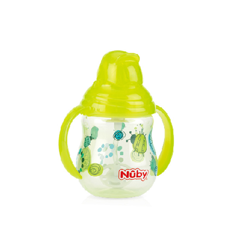 努比(Nuby)咔嗒双耳360°弹跳吸管杯270ml 绿色