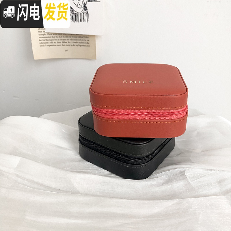 三维工匠项链耳环戒指首饰盒女韩国网红时尚简约便携式手提小号饰品收纳盒高清大图