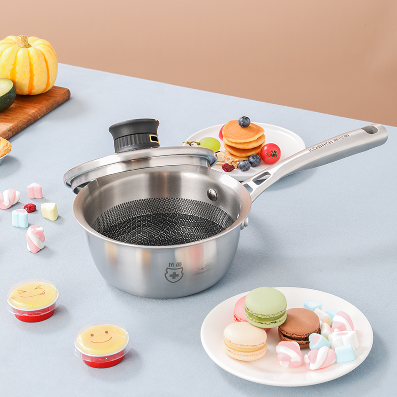 康巴赫(KBH)第五代奶锅5代宝宝辅食锅抗菌不锈钢Pro蜂窝煮粥煮奶锅泡面锅电磁炉燃气灶通用 五代抗菌不锈钢奶锅18cm高清大图