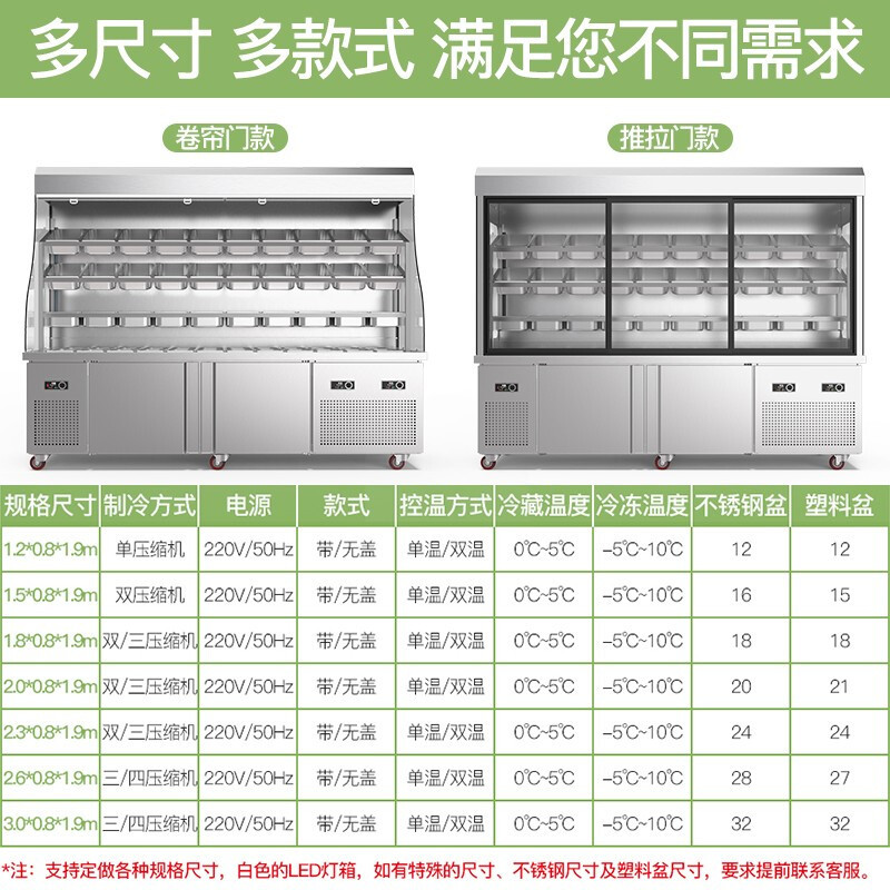 乐创(lecon)麻辣烫展示柜冒菜串串柜保鲜柜商用立式冷藏柜保鲜点菜选菜柜风幕柜 2米 拉帘门