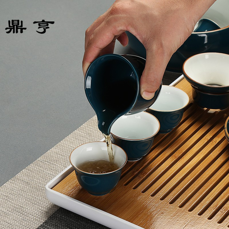 鼎亨陶瓷功夫茶具套装家用简约盖碗壶承三才碗工夫泡茶器茶洗茶盘