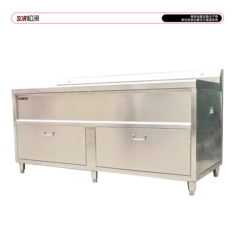 SOR松润 商用洗菜机 食堂配送中心食品加工厂用SOR-G215 2.6米三缸消毒洗菜机高清大图