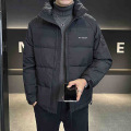 冬季新款男士羽绒服纯色加厚保暖青年百搭白鸭绒立领男式羽绒外套 L 168-YRF-24502黑色