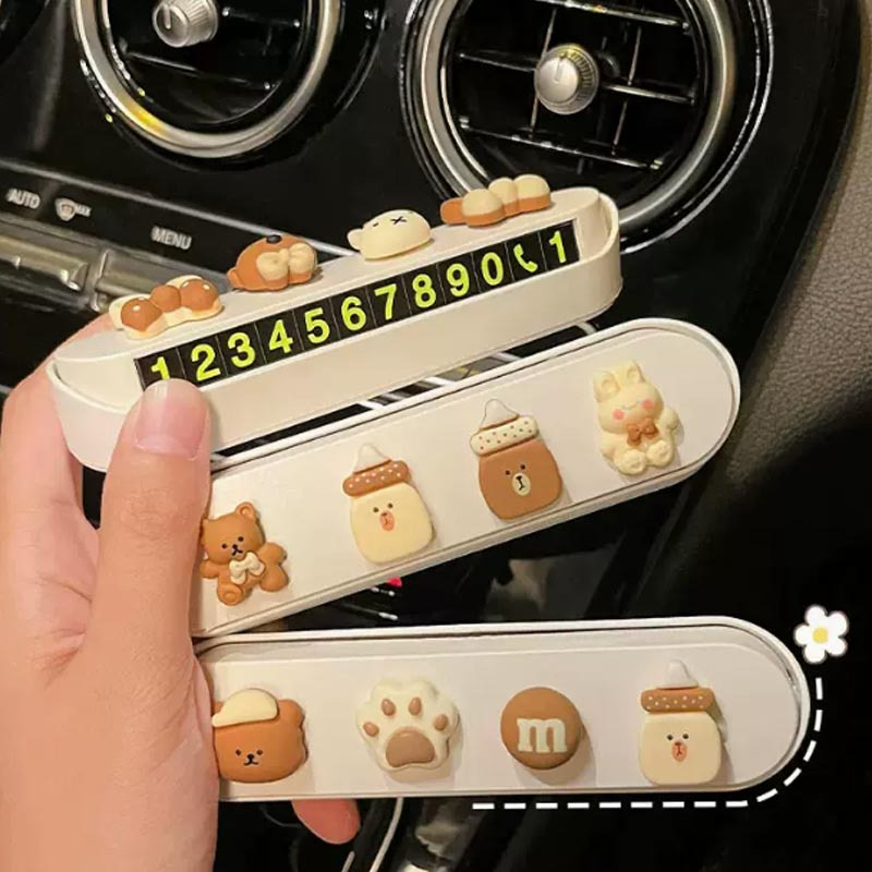 车载临时停车牌号码牌车上卡通创意摆件汽车移车挪车卡电话可爱女