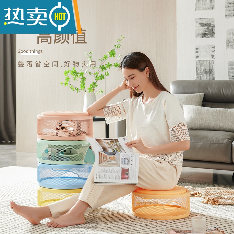 敬平儿童凳储物家用可坐卡通换鞋圆凳子多功能沙发客厅玩具收纳小板凳收纳凳高清大图