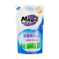 妙管家 (MAGIC AMAH)玻璃亮光清洁剂 柠檬清香 500g/瓶+补充包450g/袋 特惠装[纳爱斯]