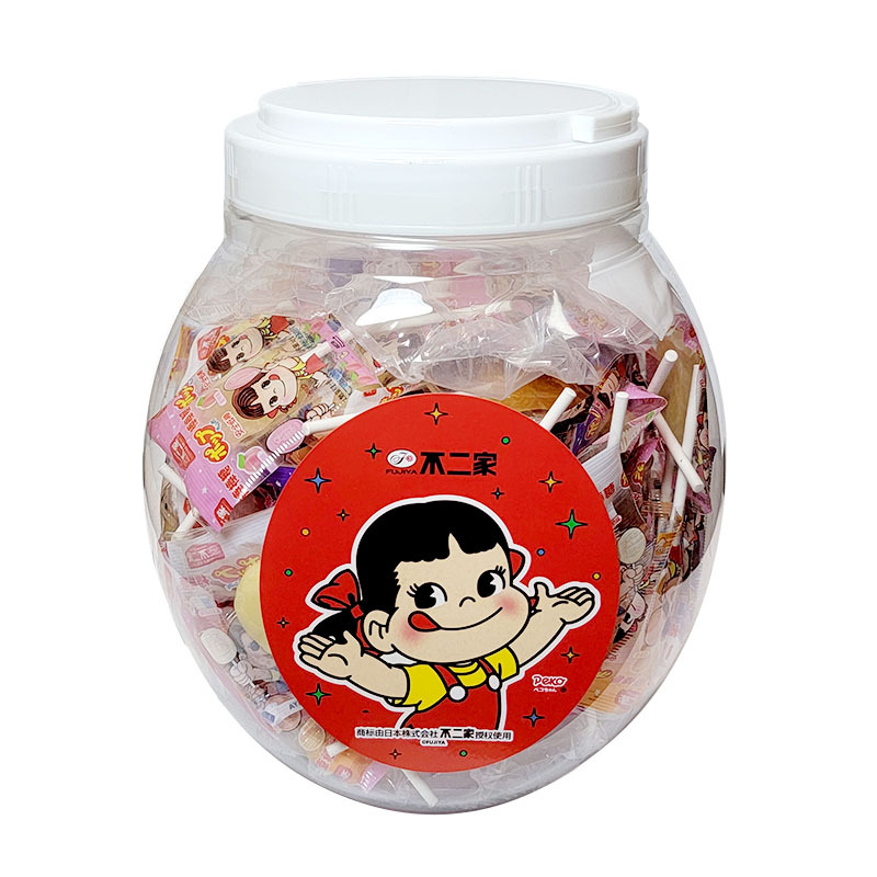 不二家棒棒糖罐装491g(80支)香橙葡萄蜜桃乳酸牛奶味休闲零食品