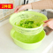 加大加厚厨房双层洗菜盆两件套多用塑料洗菜篮滤水筛洗菜筐沥水篮 小号北欧蓝