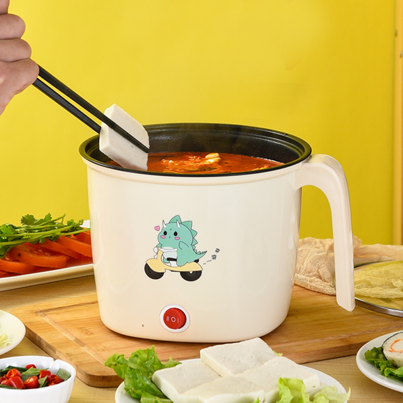 学生宿舍小电锅煮面煮粥炒菜煮饭电煮锅电热锅寝室锅不粘锅电炒锅卡其