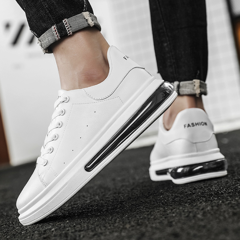 枫述春季小白鞋男厚底气垫韩版潮流百搭男士皮面增高运动休闲板鞋