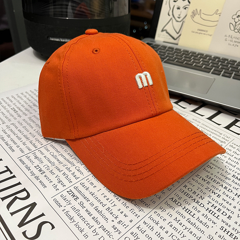 ins帽子女夏韩版潮人时尚简约M字母棒球帽男百搭弯檐遮阳帽鸭舌帽高清大图