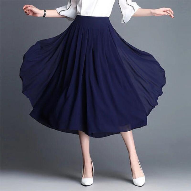 雪纺显瘦薄款夏七分阔腿裤大码松紧高腰宽松休闲女威珺