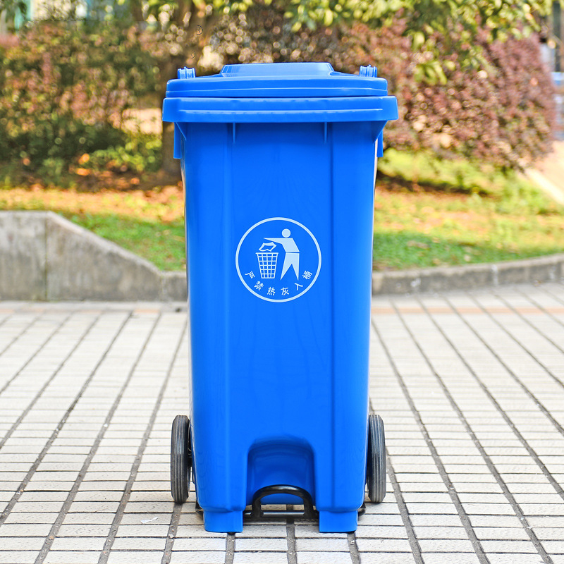 厂家直销塑料脚踏垃圾桶中间脚踏款学校医院社区街道酒店 120L高清大图