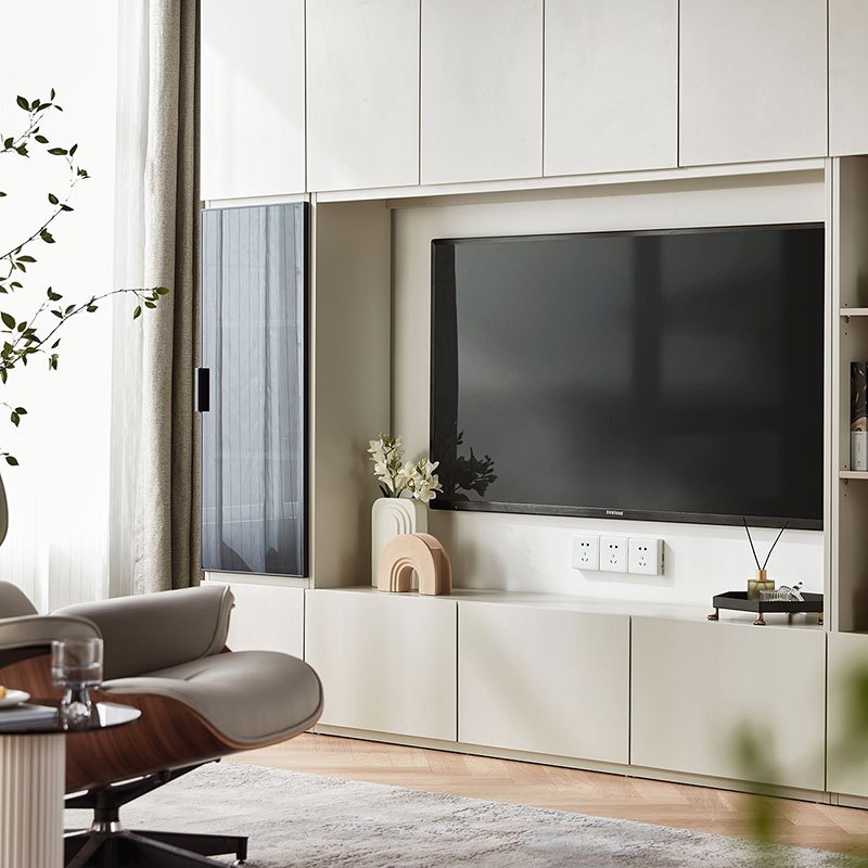 9月新品林氏家居意式极简风电视柜现代客厅高款大容量储物边柜置物架