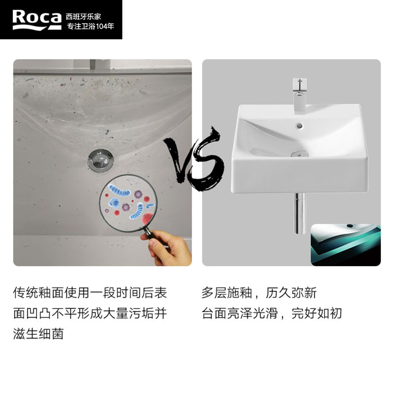 ROCA西班牙乐家卫浴亮泽晶釉陶瓷洗手盆单盆台上盆碟塔