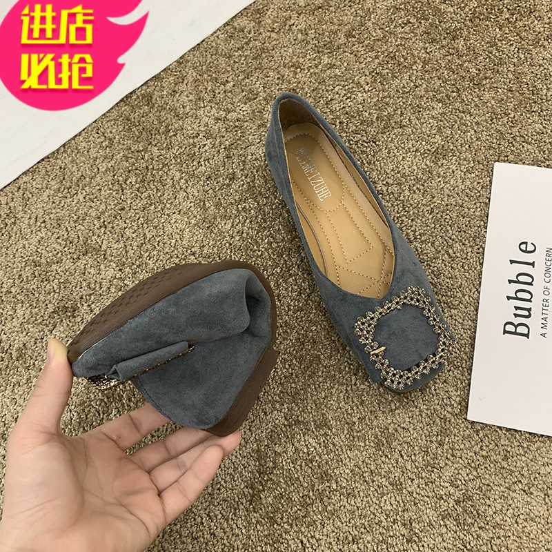 金三志奶奶鞋女复古仙女2021春秋新款软底舒适气质单鞋方头浅口温柔鞋子休闲鞋