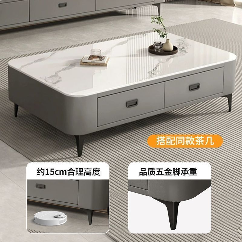 岩板茶几客厅家用轻奢桌高级感小户型落地茶几电视柜组合高清大图