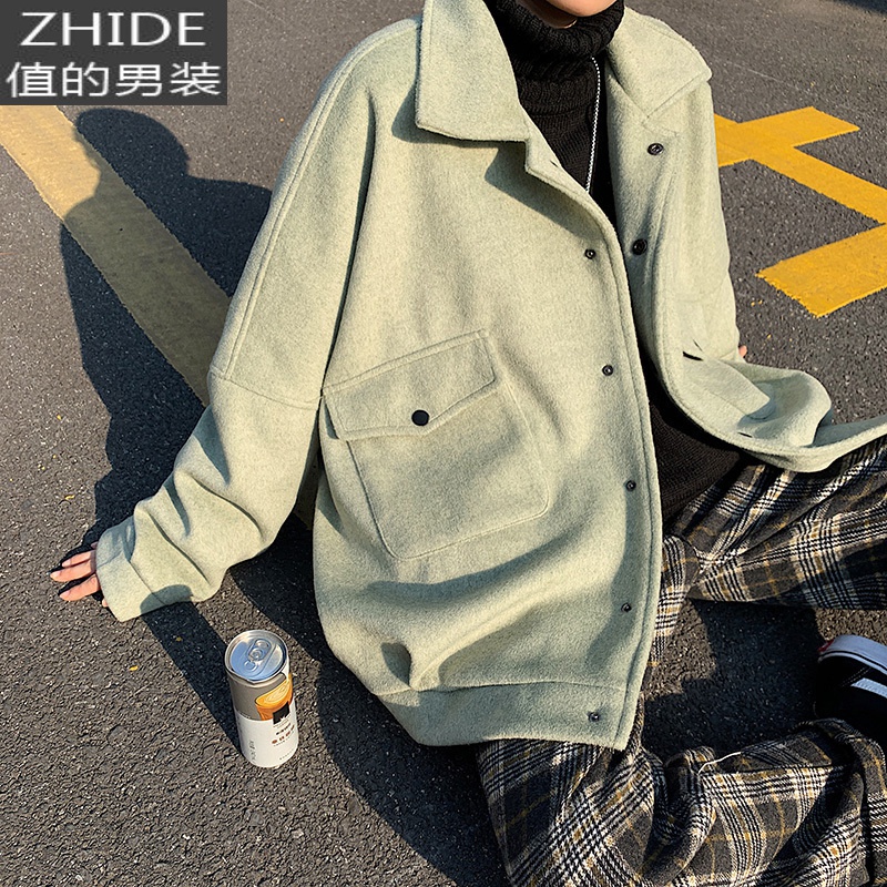 SUNTEK男士外套春季新款风衣日系复古风宽松男装上衣服潮流休闲大码夹克风衣 JK01浅绿色 M