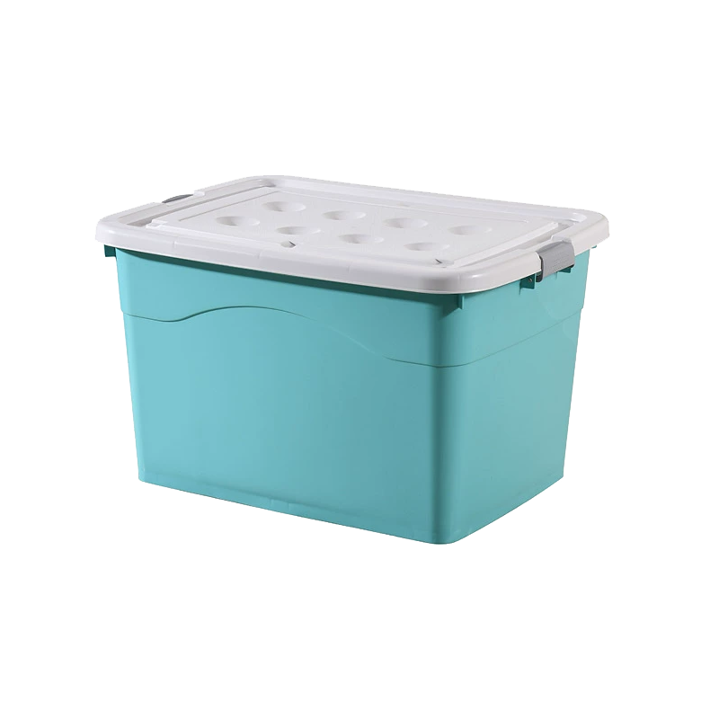 翌嘉YJ4120526塑料收纳箱带盖子储物整理箱存放箱 绿色 800*590*480高清大图