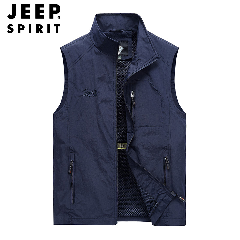 JEEP吉普马甲男2021秋季新品商务休闲青年大码男士立领马夹户外上衣开衫