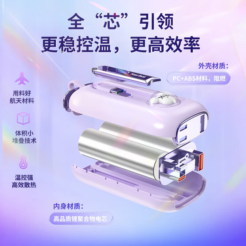 舒曼.伯特CK03 超级快充22.5W自带线充电款10000毫安时 可上飞机-自带双线( 丁香紫,青绿色,云朵粉三色可选高清大图