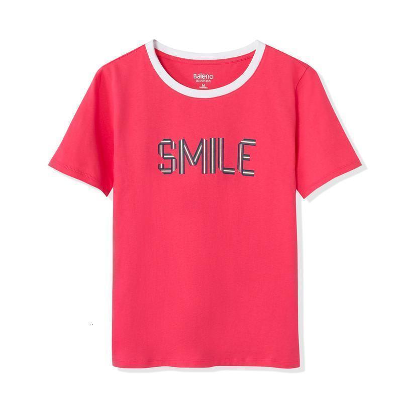女士t恤 班尼路2020春夏新款英文字母印花圆领纯棉短袖t恤女上衣体恤